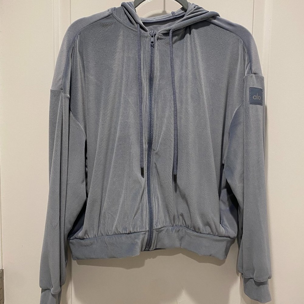 Alo Yoga Velour Glimmer Full Zip Hoodie
